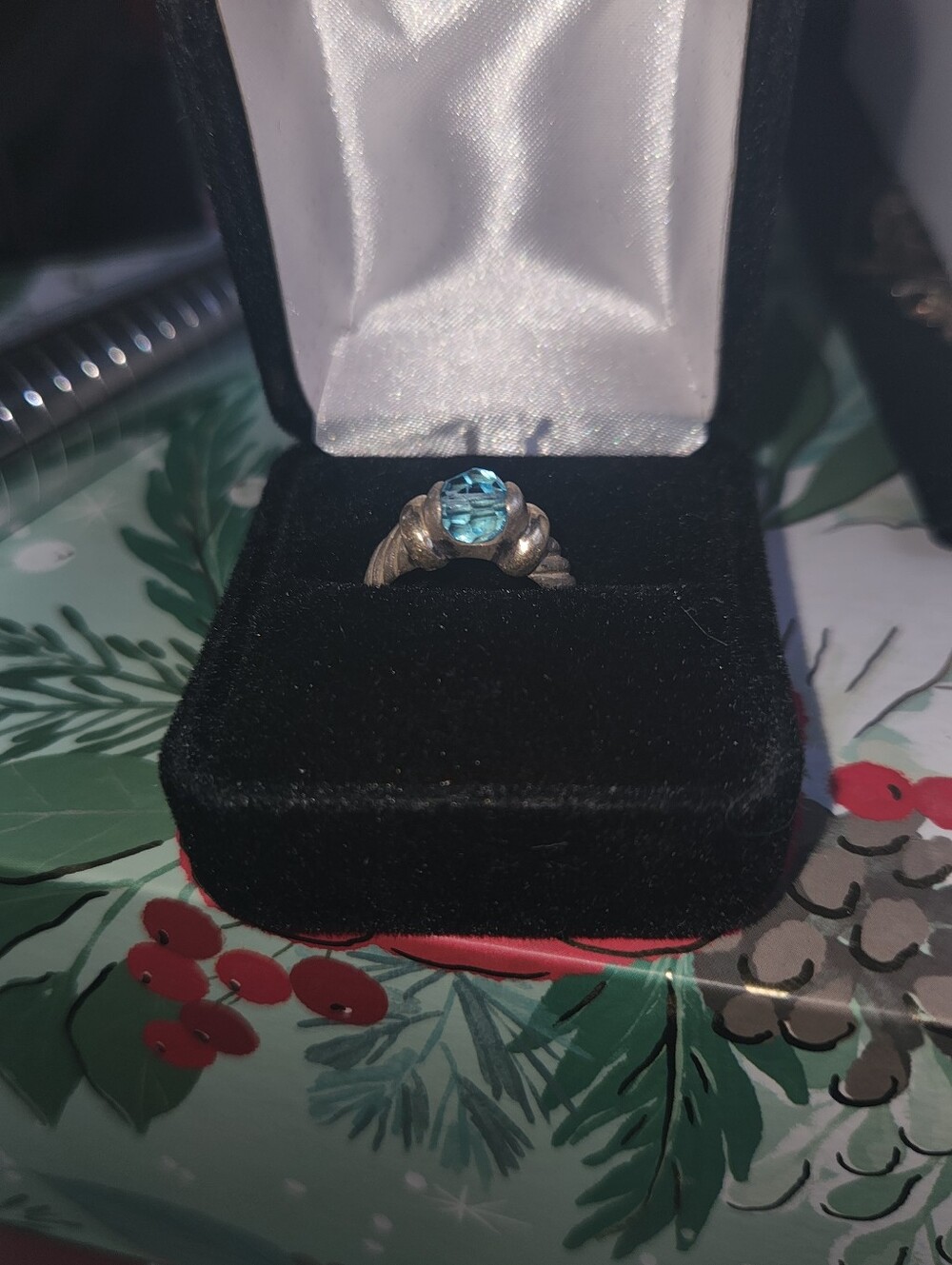 Jeffrey Levin Artisan 18K Gold & Sterling Silver 925 Blue Topaz Ring